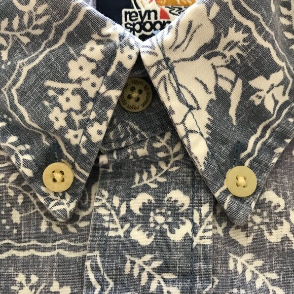 Reyn Spooner Classic Fit Hawaiian Shirt Men XXL Blue Hawaiian Flag Button Down - Picture 10 of 14